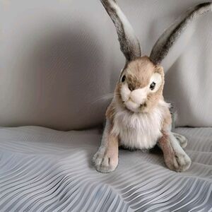 Vtg 2004 Hansa Plush Brown White Tail Jack Rabbit Easter Hare Realistic Retired